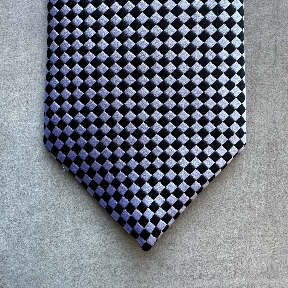 Chester Barrie White & Black Woven Silk Tie - RARE - Picture 4 of 6
